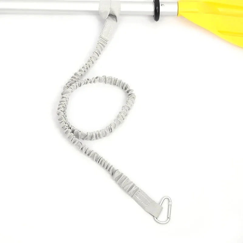 DIZETION 1PC elastische Kajak-Paddel-Leine verstellbar mit Sicherheitshakenstange, gewickeltes Lanyard, Kordel, Seil, Bootszubehör – Detail 12