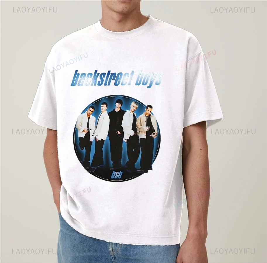 BACKSTREET BOYS Classic Poster Printed Shirt, Everyday Casual Street Wear, Spring/summer Top Fashion Cotton 0 Neck T-shirt