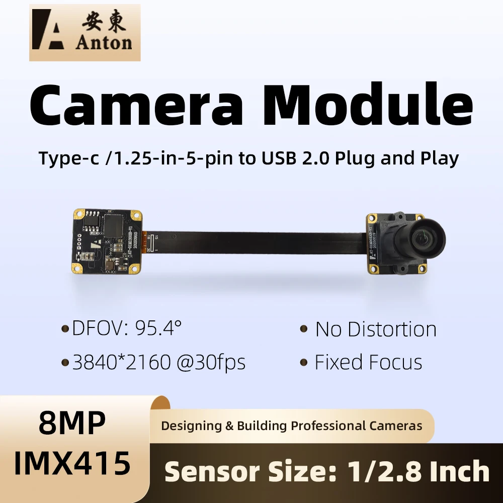 4K 8MP CMOS IMX415 Camera Module  USB Plug-and-Play Color Imaging Module, 30 fps Fixed-Focus   OTG UVC Compatible Plug And Play