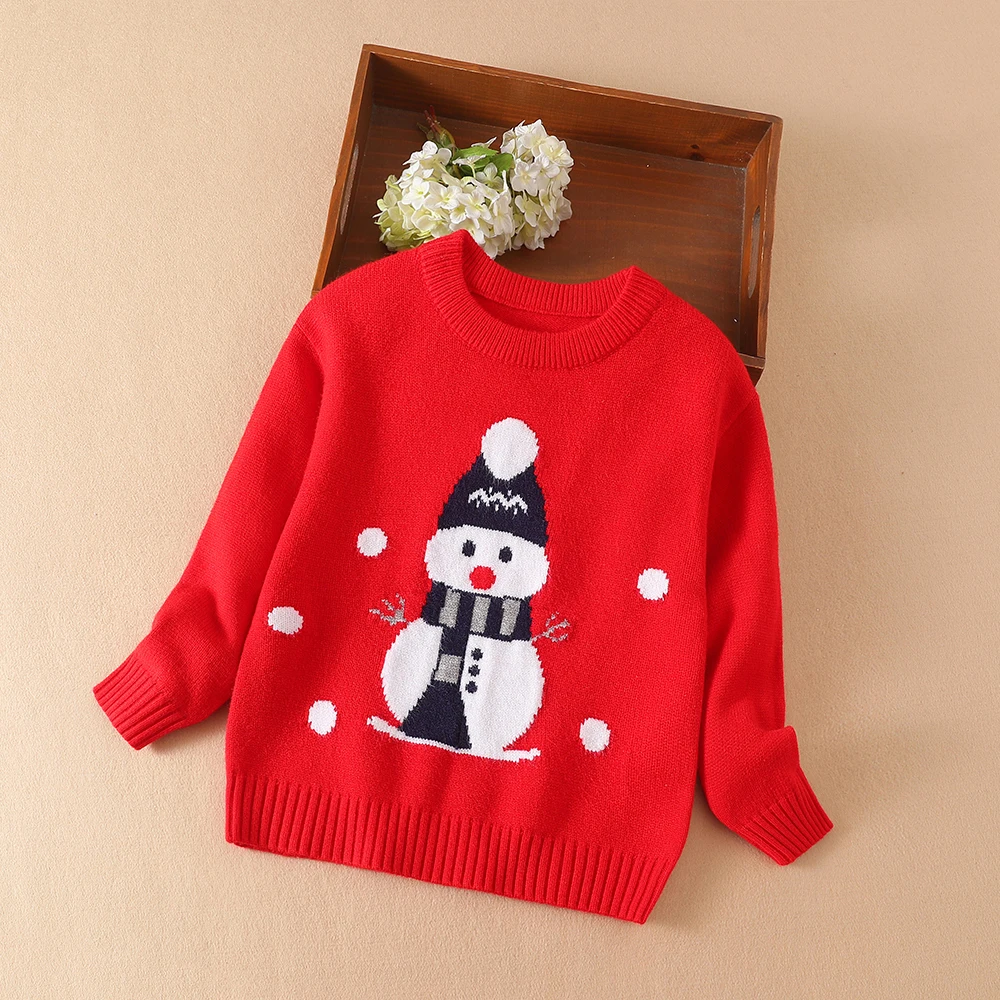 Baby Kids Sweater Knit Pullover Clothes Autumn Winter Soft Wool Clothing 2024 Christmas Sweatshirts Boys Girls Snowman Outfit