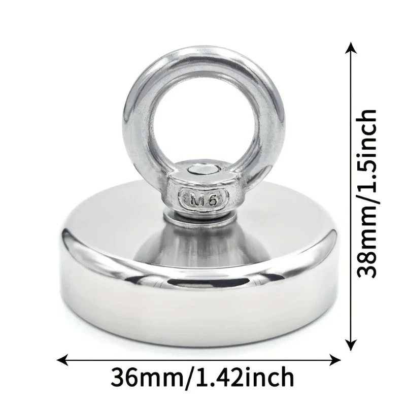 D16~D42mm Super Strong Neodymium Fishing Hook N52 Heavy Duty Rare Earth Neodymium with Countersunk Hole Eyebolt Salvage Magnetic