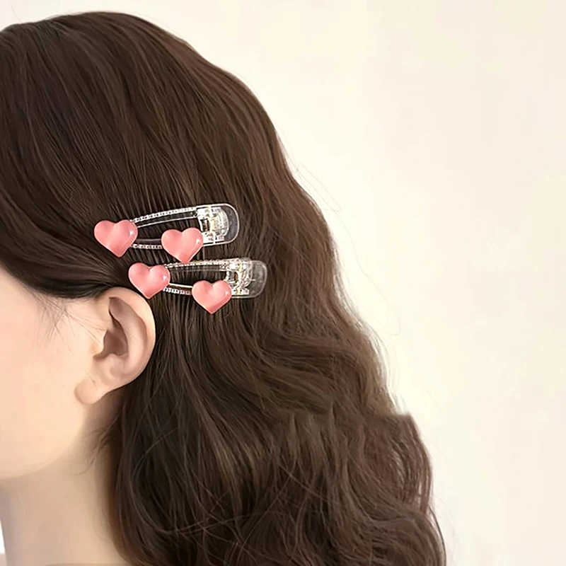 1Pc Cute Love Hair Clip Duckbill Clip Sweet Girl Clear Hair Pin Bangs Side Clip Woman Headwear Hair Accessories