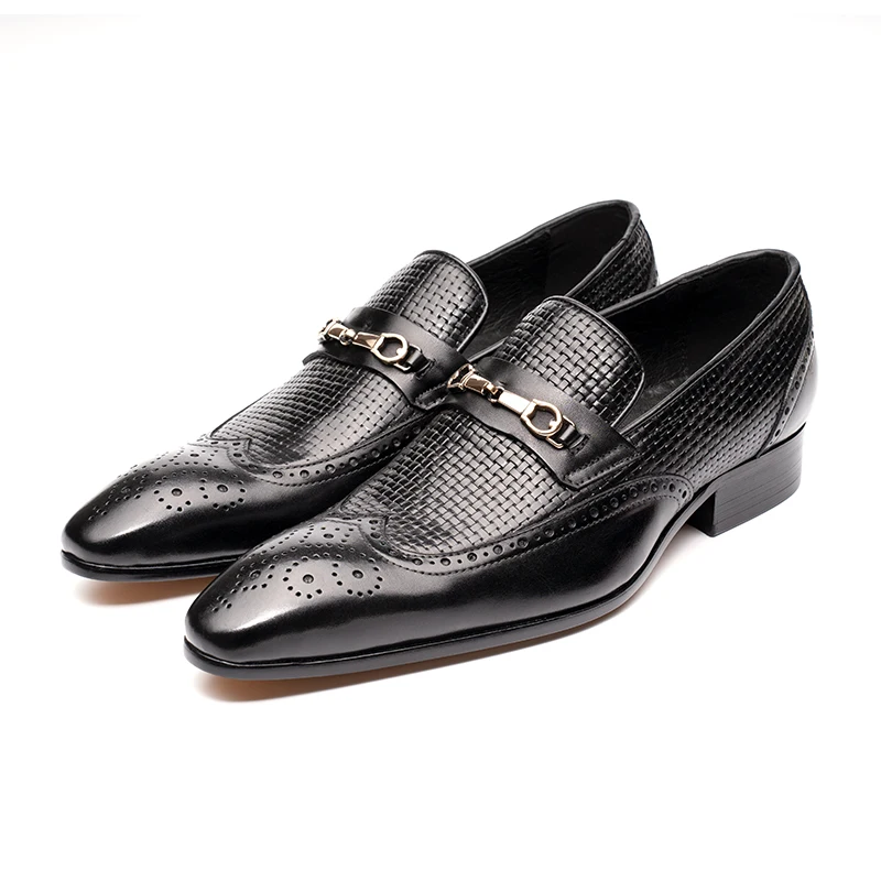 Fashion Business Casual Genuine Leather Shoes Handmade Party Wedding Wear Men Office Dress Shoe Big Size 39-50 Black Loafers