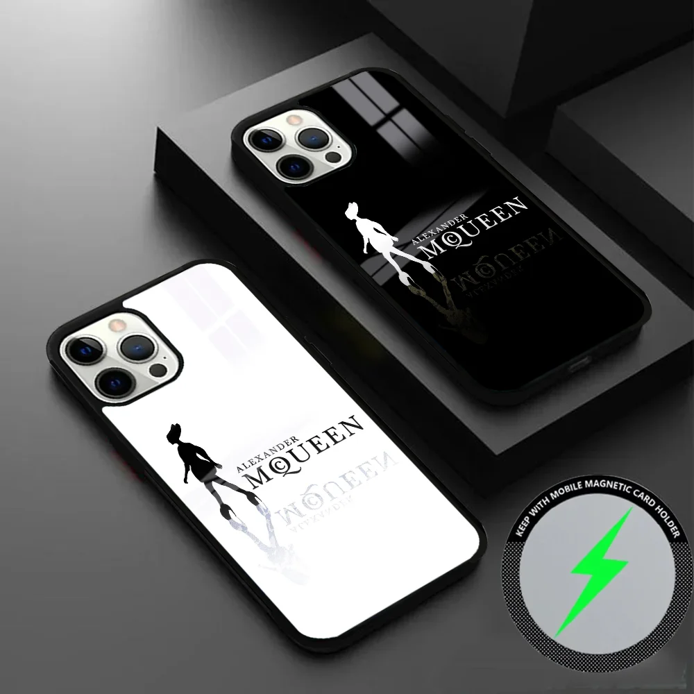 Romantic Designer A-Alexander M-mcqueen Phone Case For IPhone 16 15 14 13 12 11 Pro Max Plus Mini Magsafe Mirror Wireless Magnet