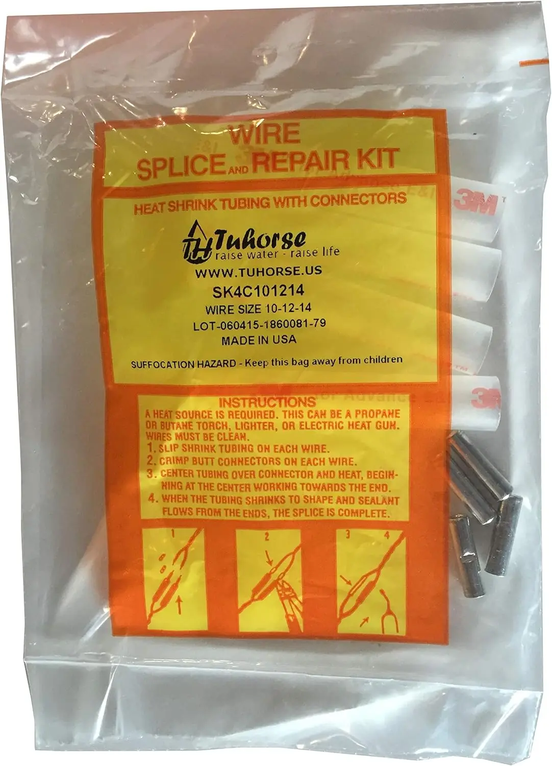 

Submersible Well Pump Wire Splice Kit, 4-Wire, #10#12#14 AWG, Heat Shrink Tubing & Copper Connectors