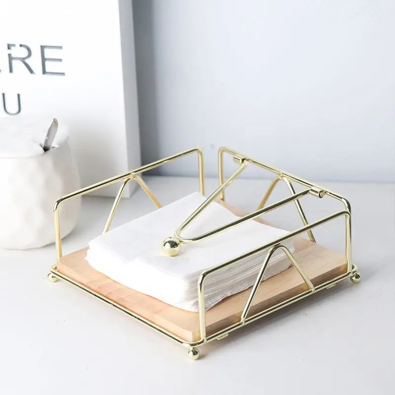 2Colors Creative Nordic Style Light Luxury Iron Art Tissue Box Tissue Storage Rack Square Napkin Stand Vertical Tissue RackLH441