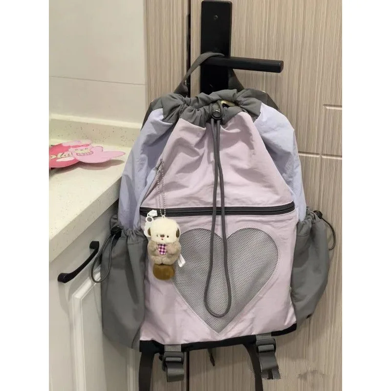 

Love Heart Mochila Outdoor Travel Mochilas Mujer Large Capacity School Backpack Women Lightweighte Bag Drawstring Bolsa