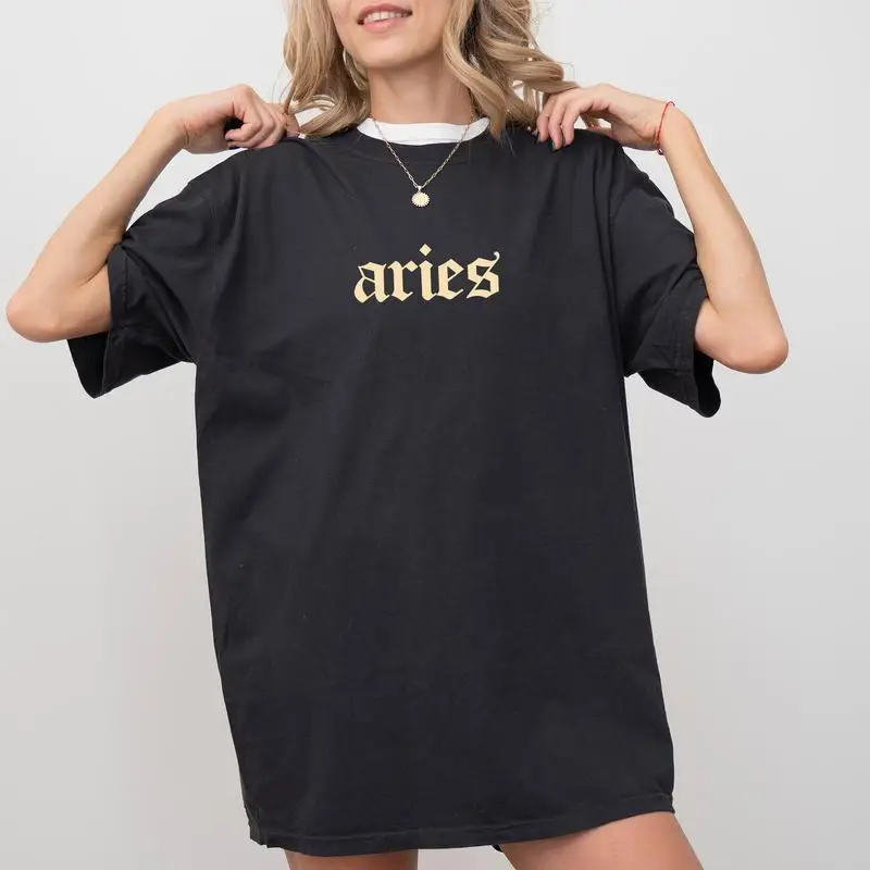 

"Aries T-Shirt for Women | Vintage Gothic Zodiac Sign Graphic Tee | Astrology Lover Gift"