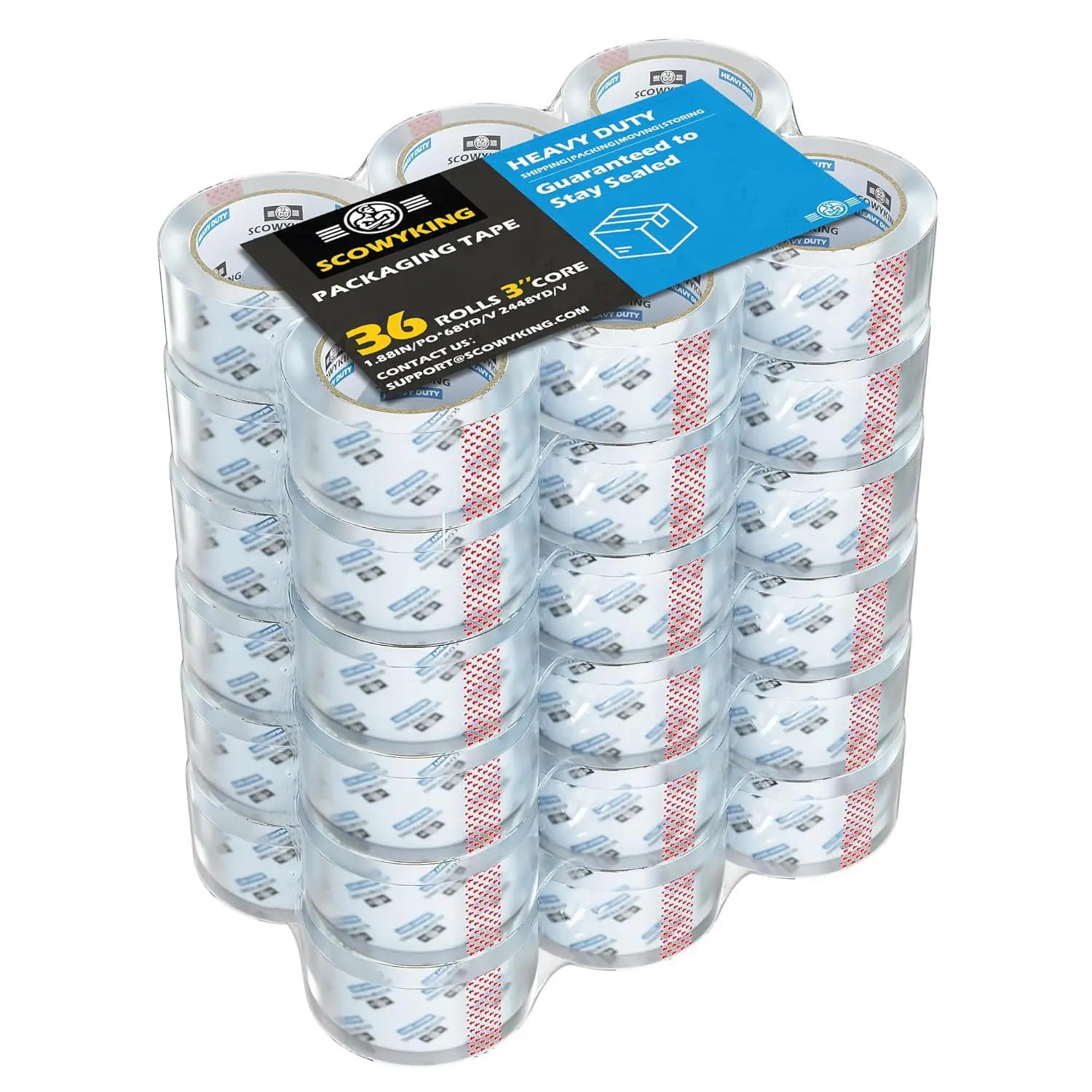 

36 Rolls Clear Packing Tape, 1.88 Inch x 68 Yards, 2.7 Mil Thick - Heavy Duty Shipping Tape for Moving, Sealing Boxes, P