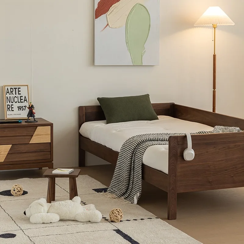 Splicing bed, North American black walnut bed, all solid wood sofa bed