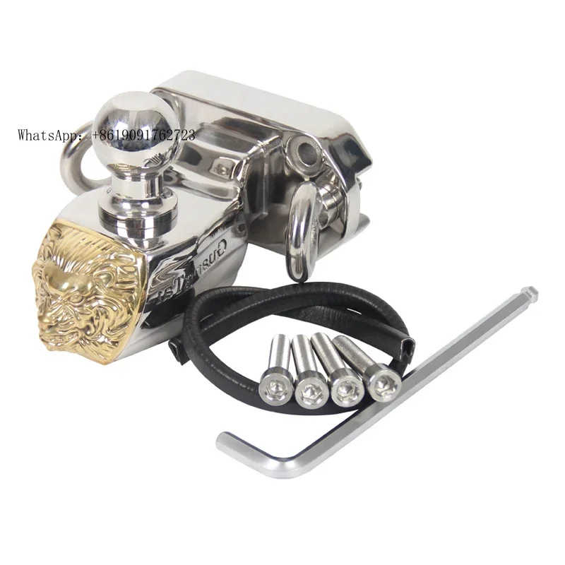 ZAIQU Prado قناع أسد السيارة من الفولاذ المقاوم للصدأ وصلة مقطورة الإنقاذ على الطرق الوعرة مع حلقة قاعدة وملحقات خطاف سحب الكرة