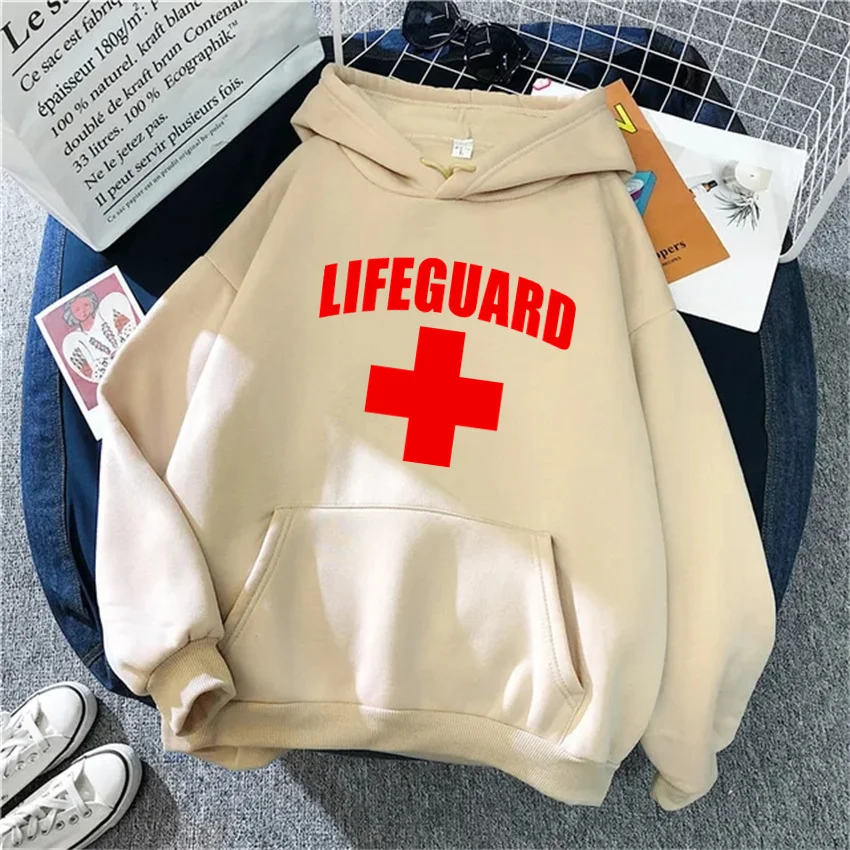 Autumn Women Hoodies Funny Lifeguard print Hip Hop Fleece Woman Casual Pullover Unisex Streetwear Male Y2K Clothes Female Hoody