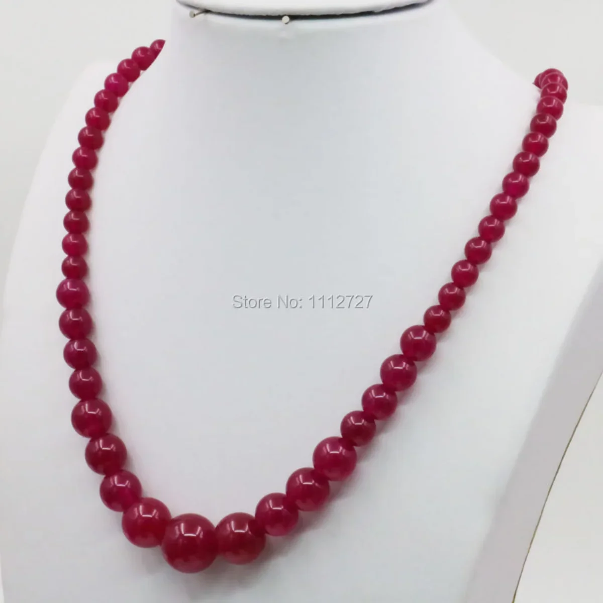 6-14mm Natural Rose Red Jade Stone Tower Necklace Chain Earring Sets Round Beads Women Jewelry Making Gifts Accessories 18inch