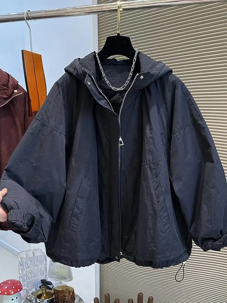 가을과 겨울 따뜻한 패션 하라주쿠 솜 패딩 후드 재킷 여성 루즈 캐주얼 코트 솔리드 컬러 패딩 재킷