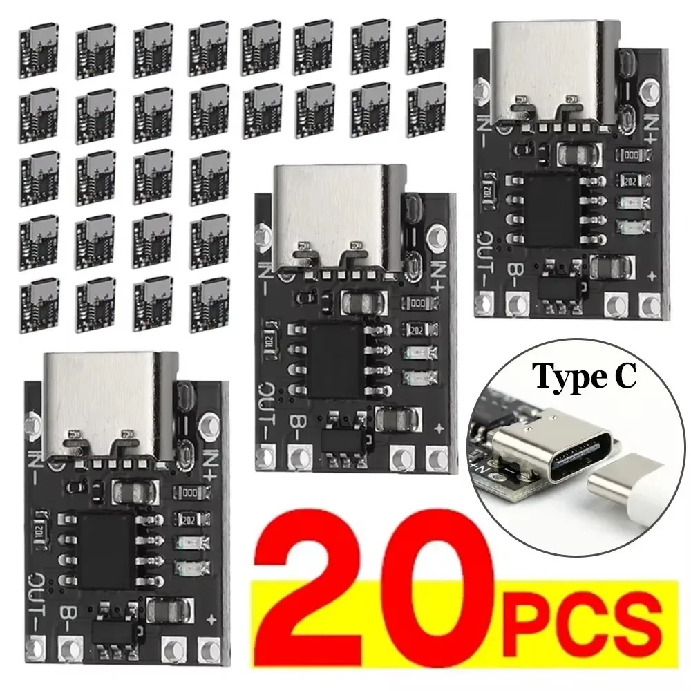 1-20PCS Universal USB Type C Charging Board 3.7V Lithium Battery Charger Board Over Module with Protection Circuit Connectors