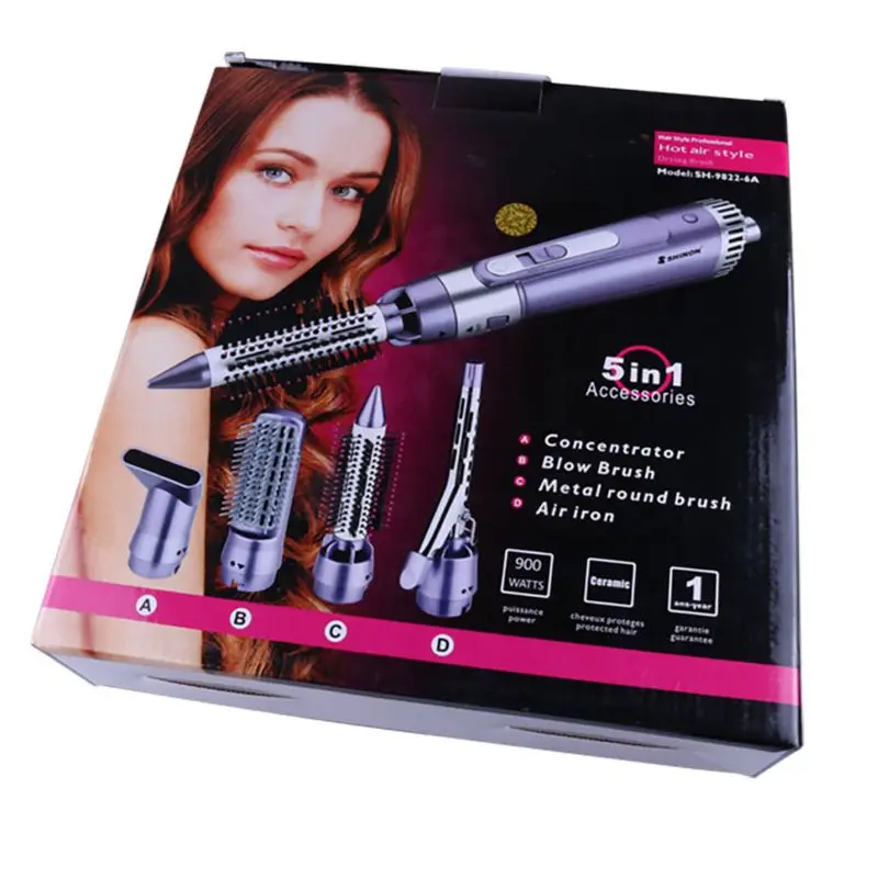 Professional 4 in 1 เครื่องเป่าผมมัลติฟังก์ชั่น Curler Curling Straightener หวีเหล็กแปรงไฟฟ้าเครื่องมือจัดแต่งทรงผม Travel