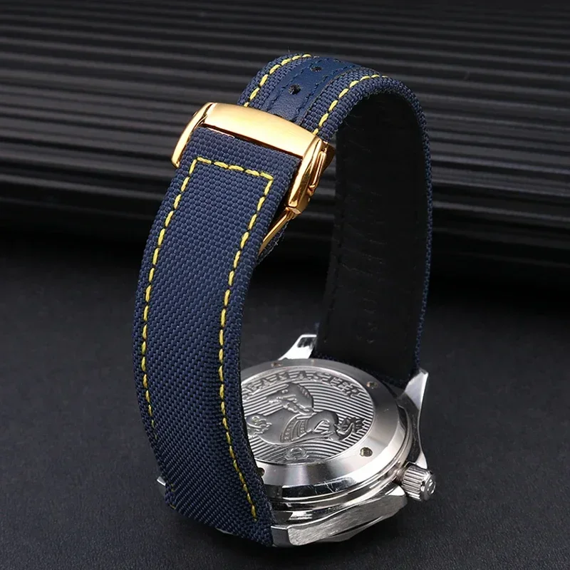 لأوميغا سيماستر 300 نسيج جلد أكوا تيرا 150 إبرة الوخز بالإبر الكابتن المنسوجة النايلون قماش ساعة حزام أزرق 19 مللي متر 20 مللي متر