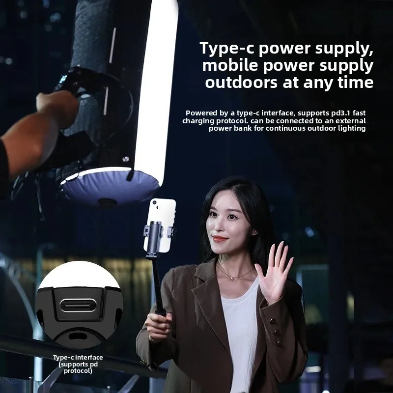 Big white gas column lamp dual color temperature filling light live broadcast outdoor shooting convenient photography