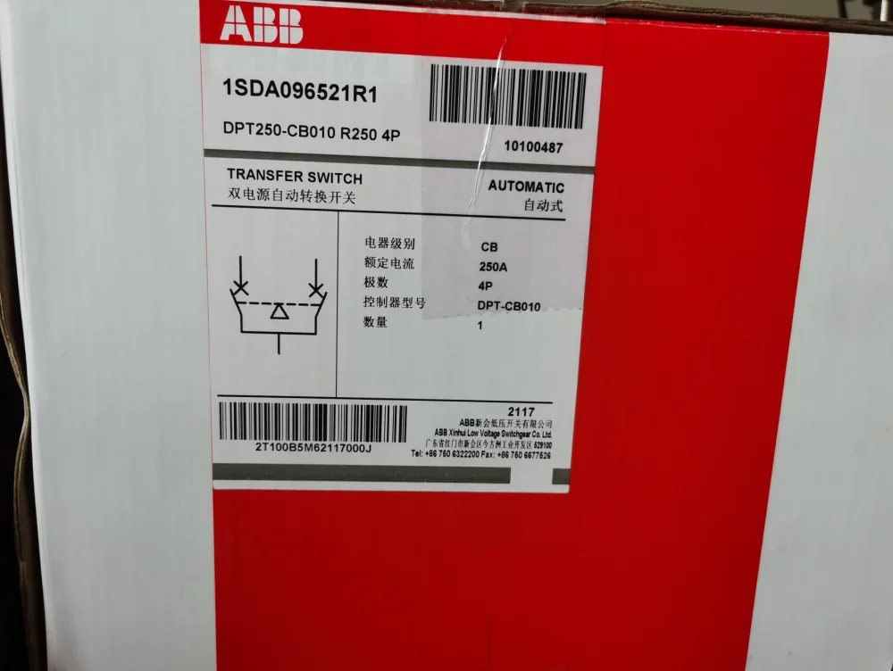 

2025.4Original ABB Dual Power Automatic Transfer Switch DPT250-CB010 R250 4P