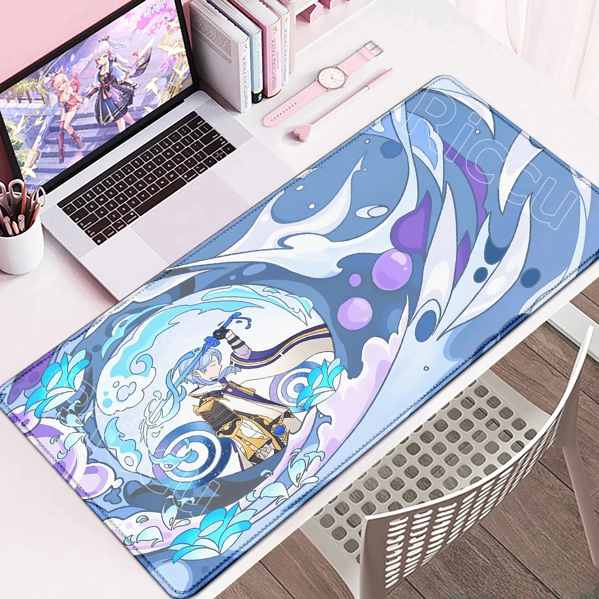 

HD Printing Genshin Impact Inazuma Mouse Pad Anti-Slip Rubber Gaming Keyboard Mat Game Office Big Mousepad Chiori Kamisato Ayato