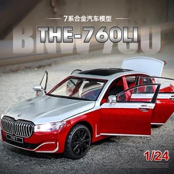 1:24 BMW THE 7 760LI Miniature Diecast Toy Car Vehicle Model Pull Back Sound & Light Doors Openable Collection Gift Kids A588