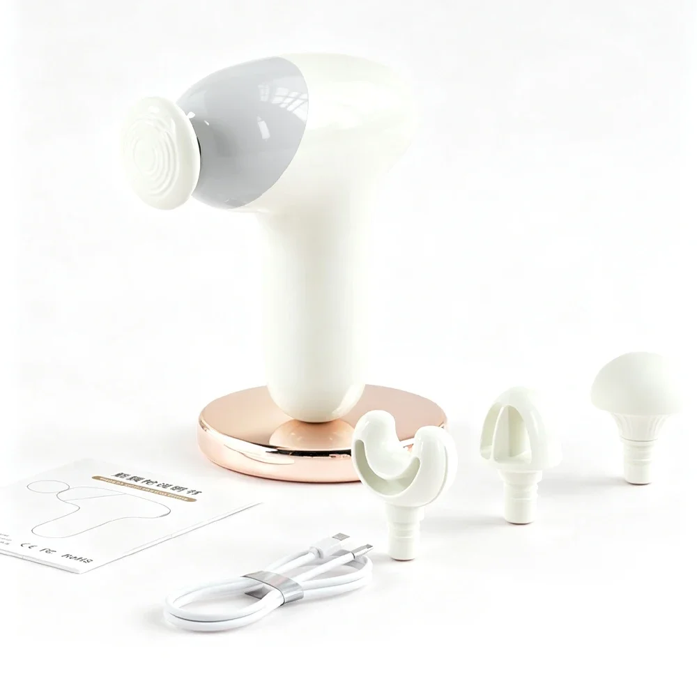 Submarine Shape Fascia Gun, Smooth Hand Feel Muscle Massager with 4 Massage Heads, 5 Speed Adjustable Vibration Massage Gun