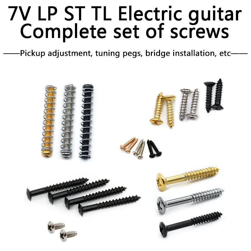 

1 комплект электрогитары, полный набор установочных винтов, набор установочных винтов для ручки звукоснимателя для гитаристов