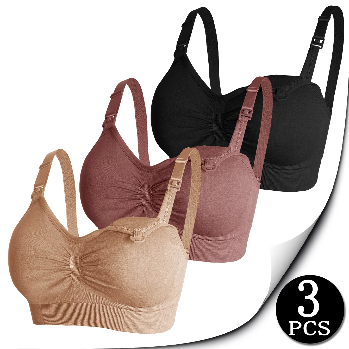 3 piezas de ropa interior de lactancia para mujeres embarazadas sujetador de lactancia sujetador abierto