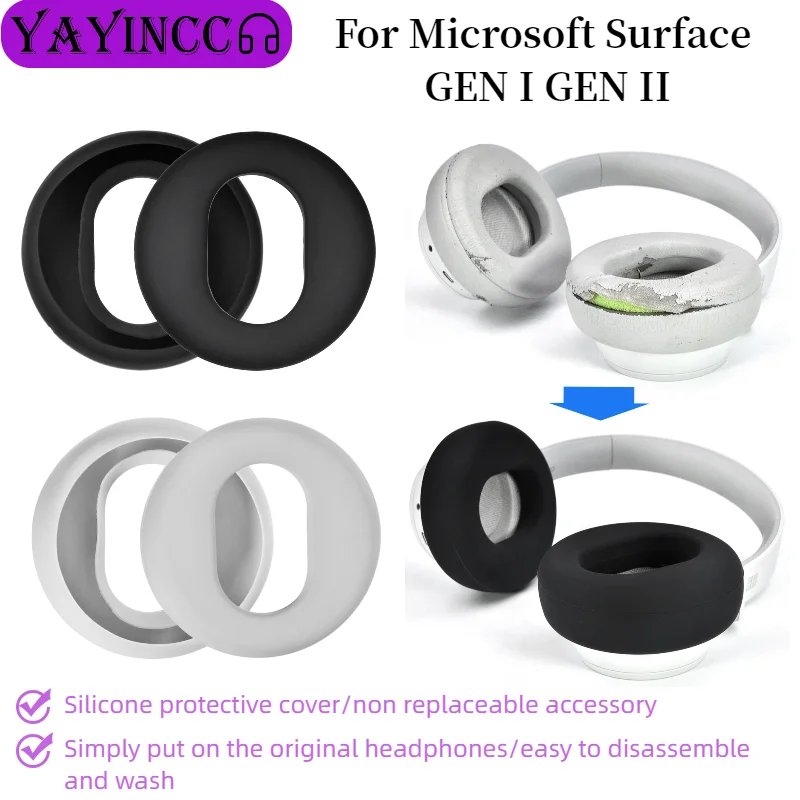 

Ear mask silicone protective cover For Microsoft Surface GEN I GEN II Simply put on the original headphones/easy to wash11.03，