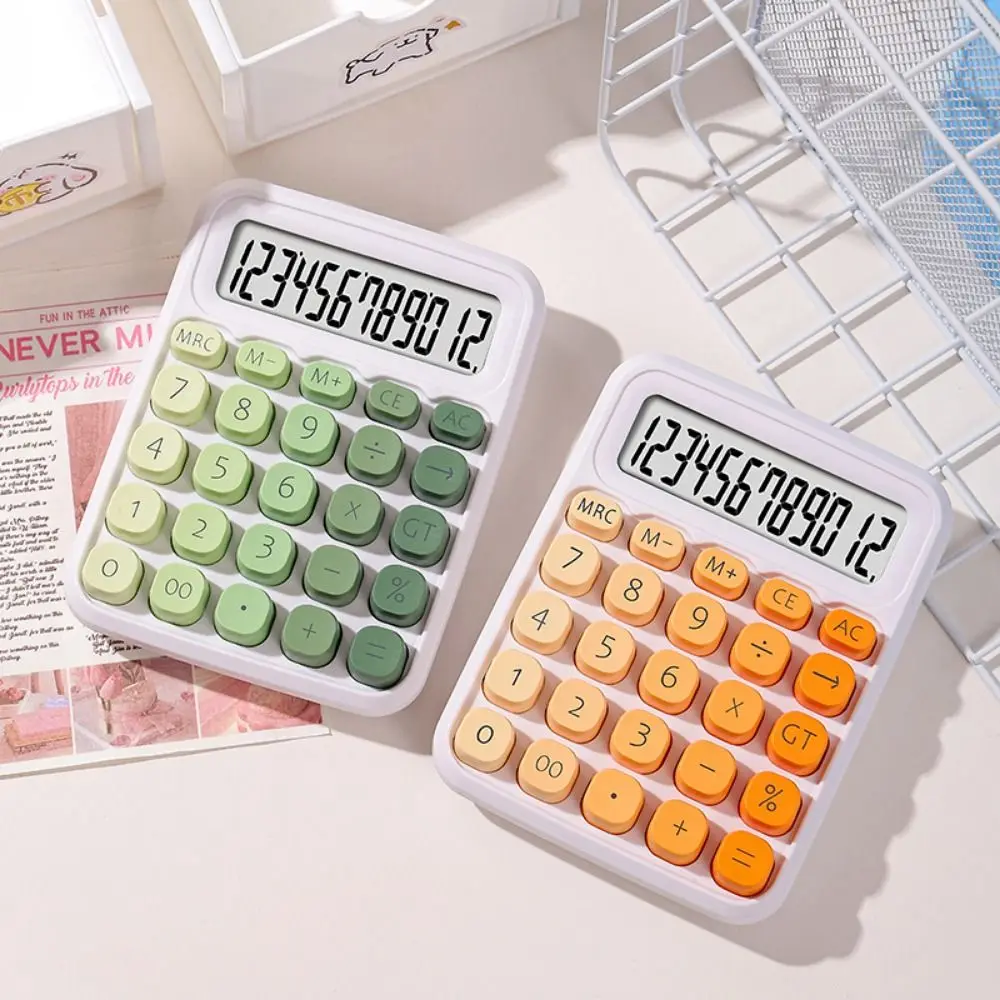 

Милый 12-значный калькулятор ярких цветов, портативный настольный механический калькулятор, практичный финансовый калькулятор на батарейках