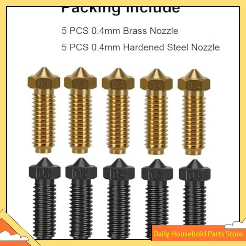 Kit Nosel Printer 3D untuk Anycubic Kobra 2 - Termasuk 5 Buah Nozel Baja Keras + 5 Buah Nozel Kuningan 0.4Mm PANAS!