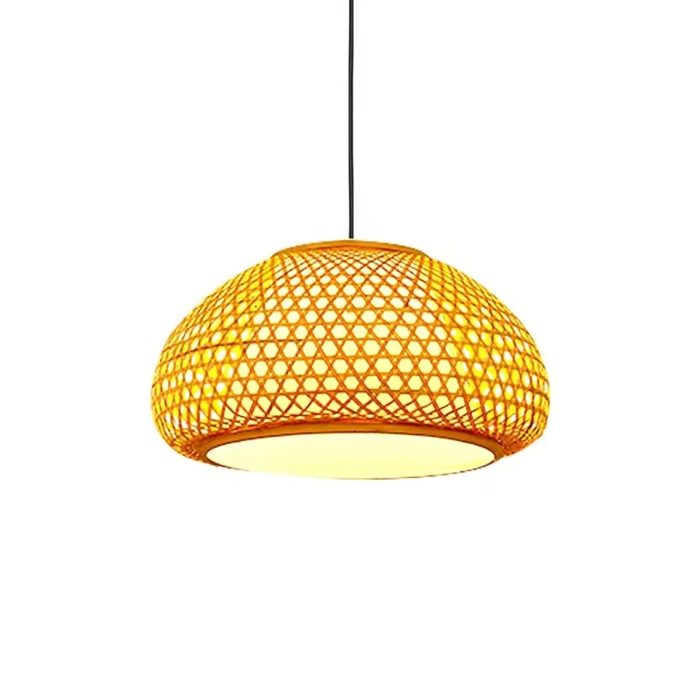 JOYINLED lampe en bambou japonaise tissée à la main lampes suspendues naturelles décorations d'étoiles avec hauteur réglable conception de ferme Dia.35cm