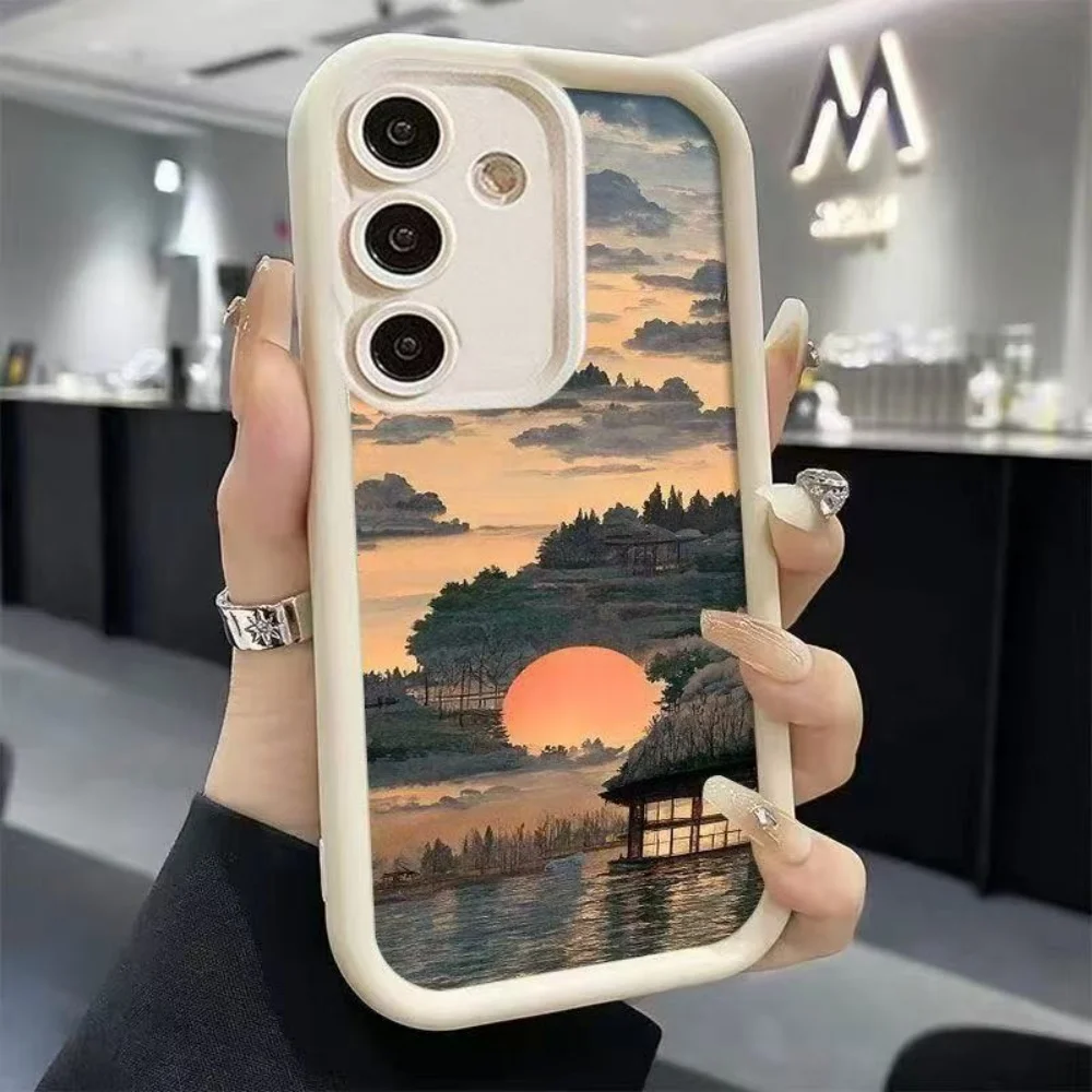 Funda Protectora de Silicona con Diseño de Paisaje al Atardecer para Samsung Galaxy A73 A72 A71 A56 A55 A54 A53 A52 A51 A50 S 4G 5G