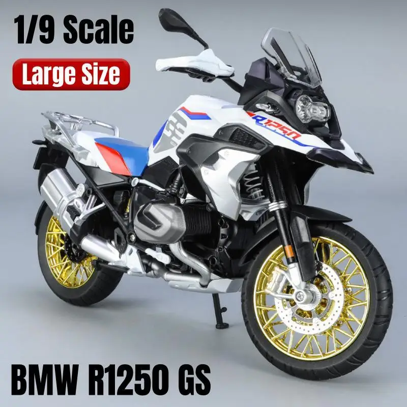 1/9 BMW R1250 GS Toy Motorcycle Model For Children Diecast Metal Motorbike Vehicle Miniature Lightable Collection Gift For Boys