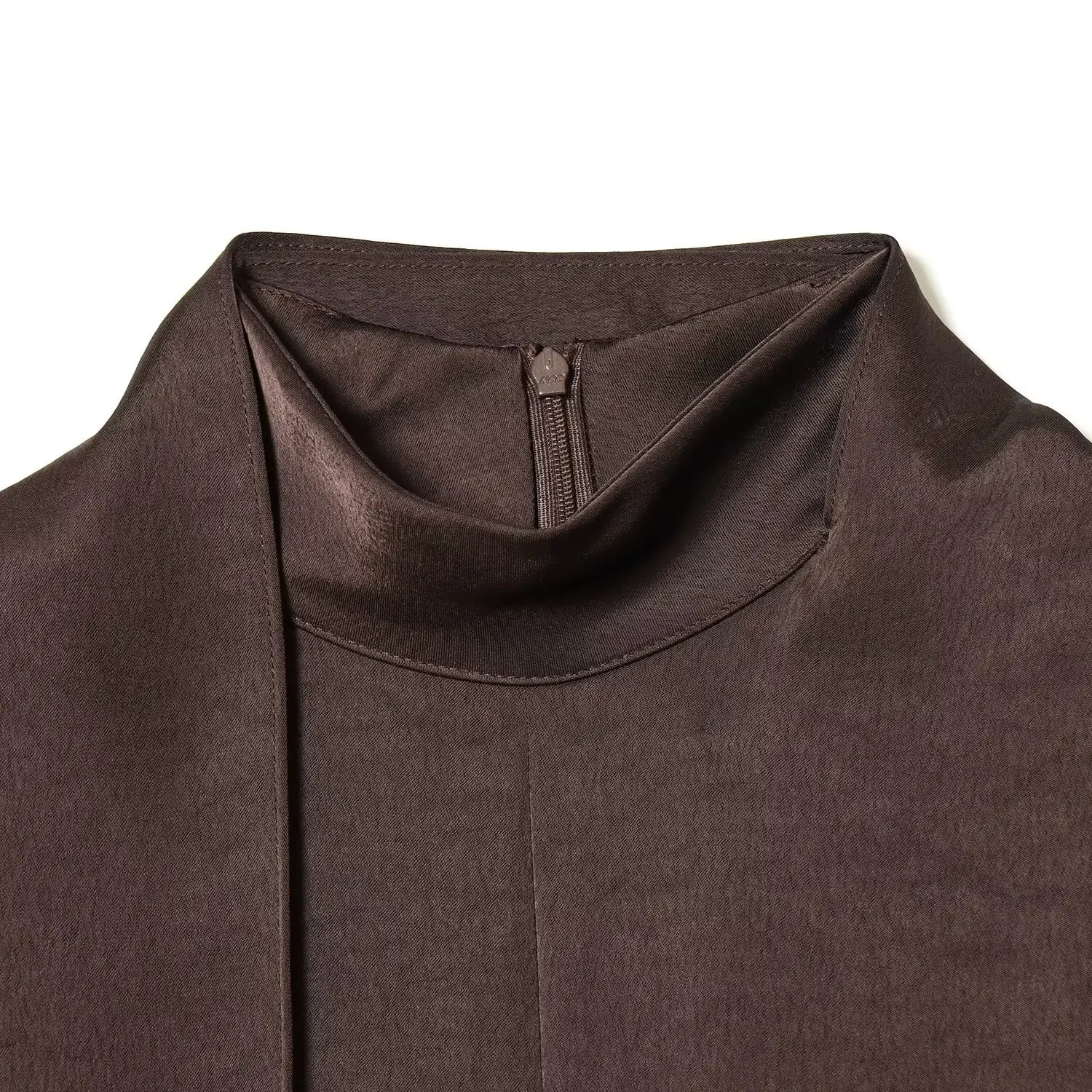 JNLEAOG automne nouveau femmes Satin ter Ne Dr avec Sa Long Sve coupe ajustée coupe droite décontracté couleur Pure Polyester