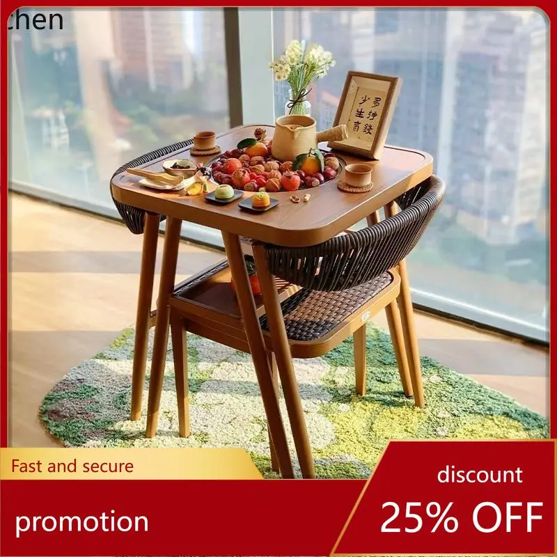 HT Sunproof Waterproof Table and Chairs Balcony Fireplace Tea Brewing One Table Two Chairs Internet Celebrity Chair Home Use