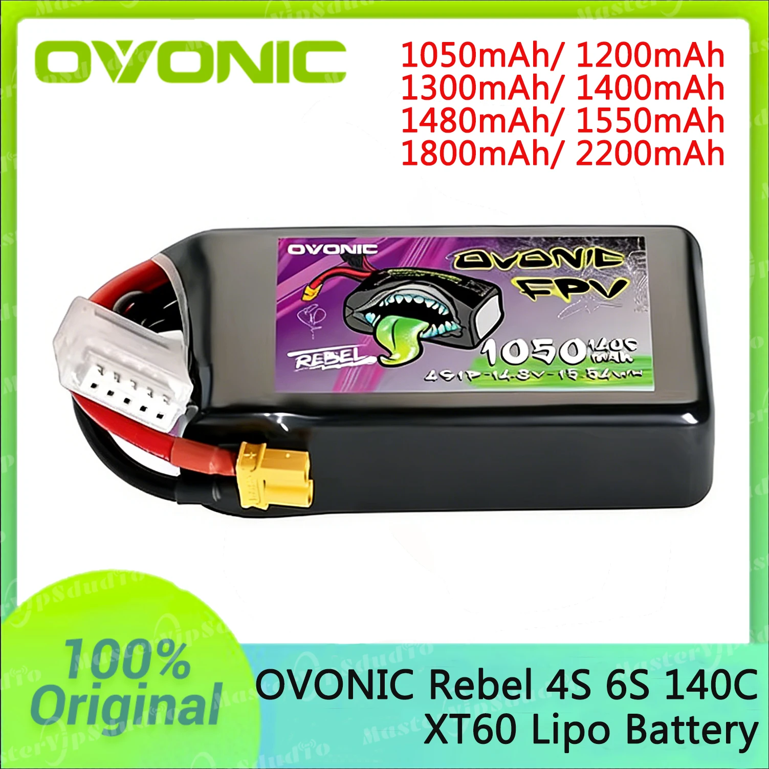 Batería Lipo Ovonic Rebel 140C 4S 6S 1050mAh 1200mAh 1400mAh 1550mAh 1800mAh 2200mAh XT60 para Dron de Carreras FPV Whoop Quadcopter