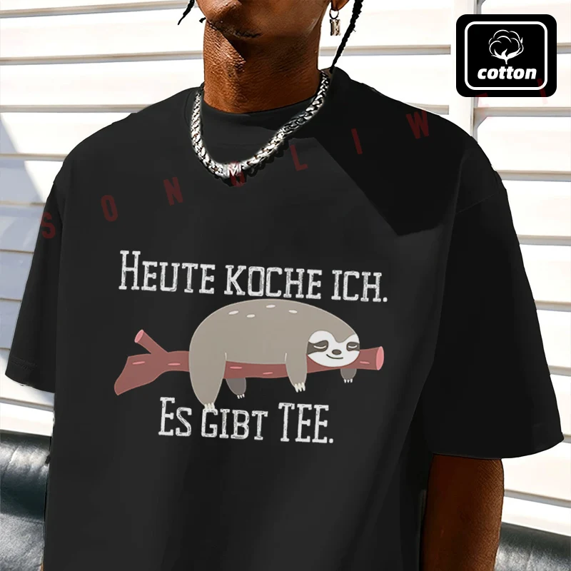 

Men's Cotton T-Shirt Faultier Es Gibt Graphic Motorcycle Tshirt Men's Casual Short Sleeve Tee