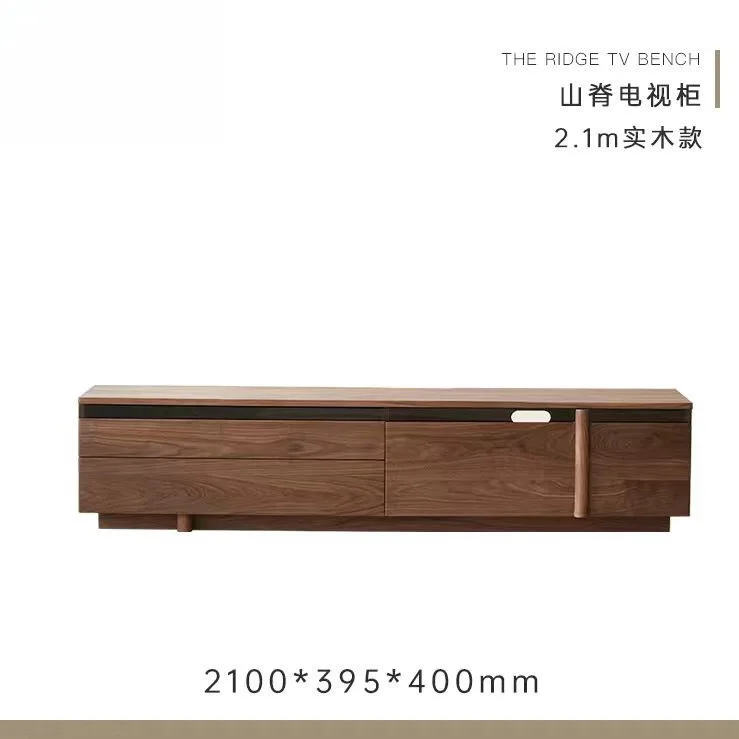 Modern Simple Solid Wood TV Cabinet Walnut Nordic Home Floor Cabinet Living Room Small Apartment Coffee Table Combination