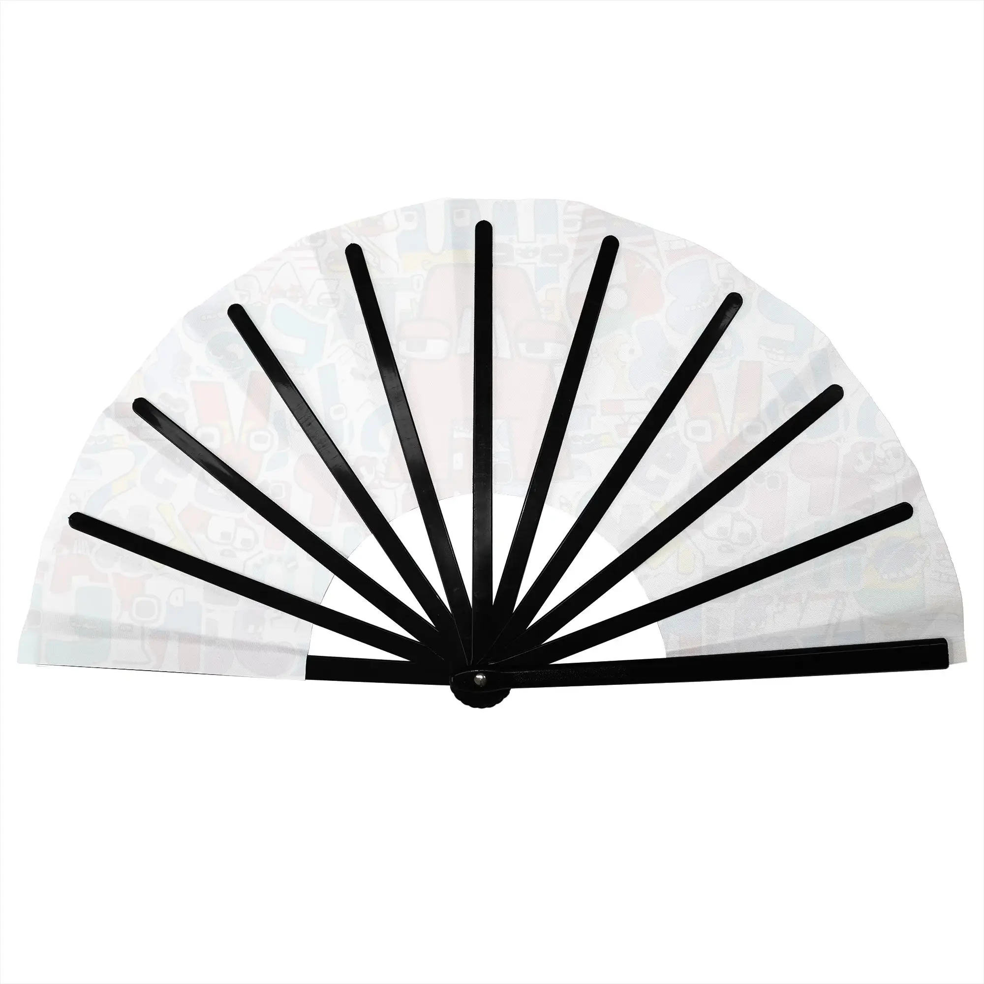 A-Alphabetes Manga Stylish Hand Fan Men Cartoon Printed Polyester Fan Trendy Costume Prop Folding Fans For Wedding Party Gift