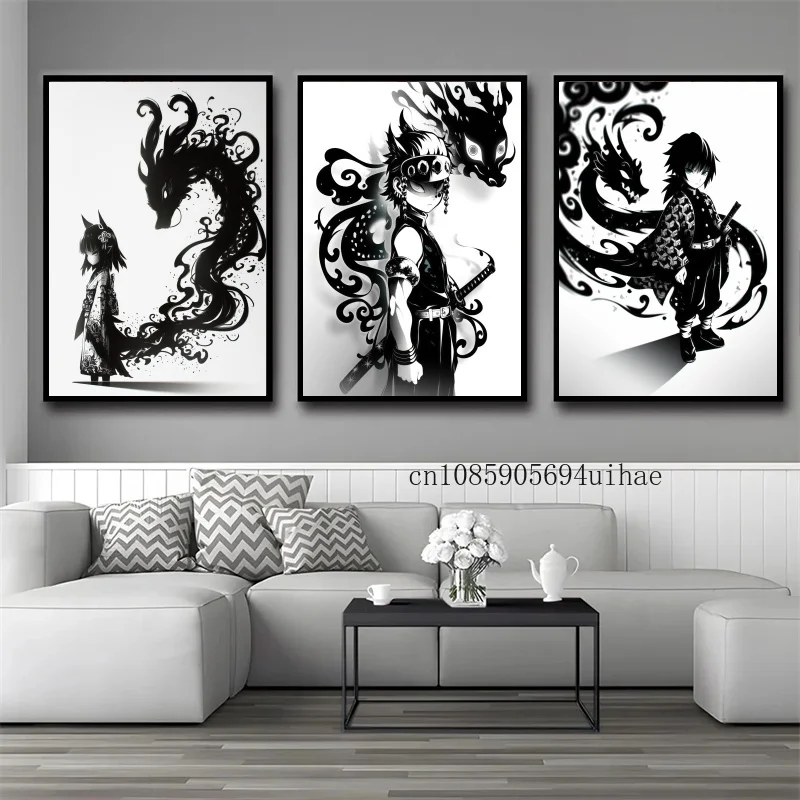 

Japan Anime Demon Slayer Q Version Poster Wall Tanjirou and Himejima Gyomei Room Decor Prints Living Corridor Canvas Painting