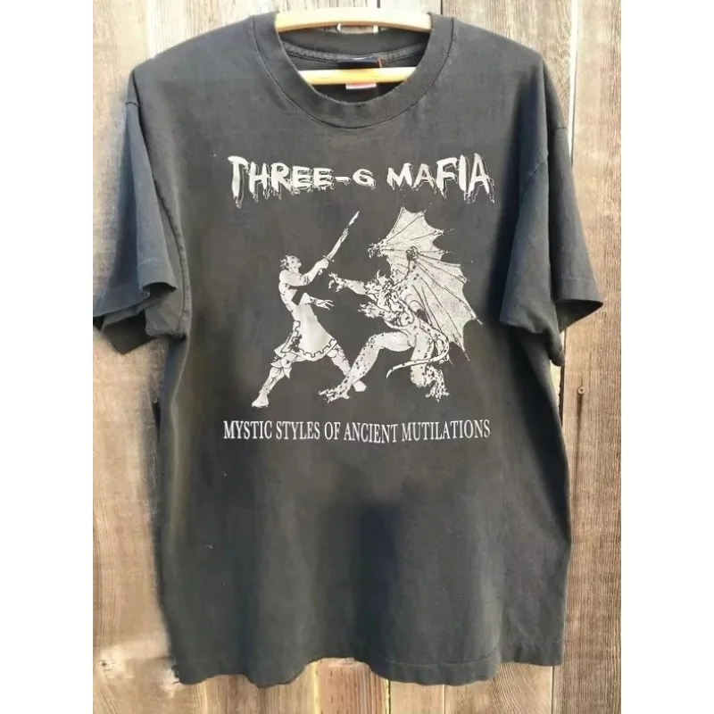 Music Tour Short Sleeve Charcoal Shirt Three Six Mafia Rock Band