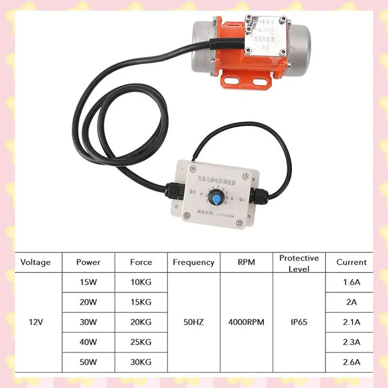 

AB51 12V Vibration Motor Aluminum Alloy 4000RPM Adjustable Speed Brushless DC Concrete Vibratorfor Equipment (15W)