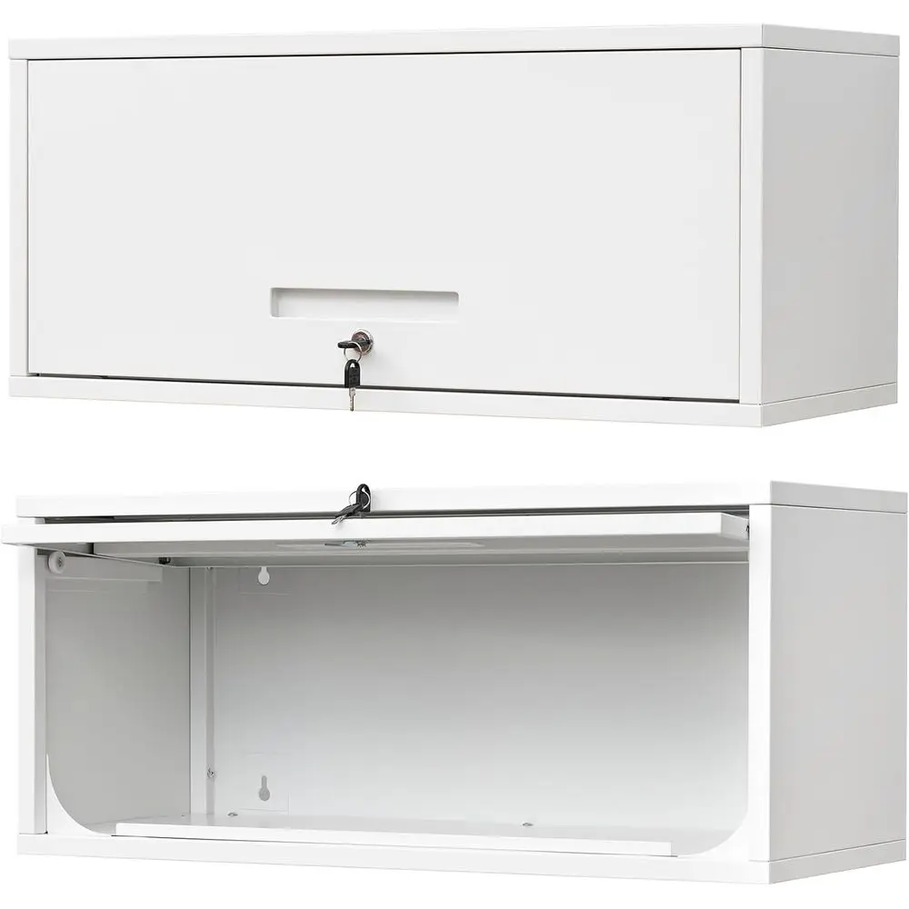 Metal Wall Storage Cabinet with Up-lip Door, Wall-Mounted Storage Cabinet or Garage, Warehouse, Home, Oice, Assembly Required (W