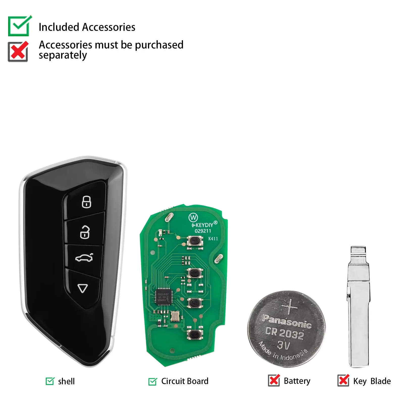 KEYDIY KD ZB25-4 Universal Smart Remote Key 4 Buttons Compatible with VW Type