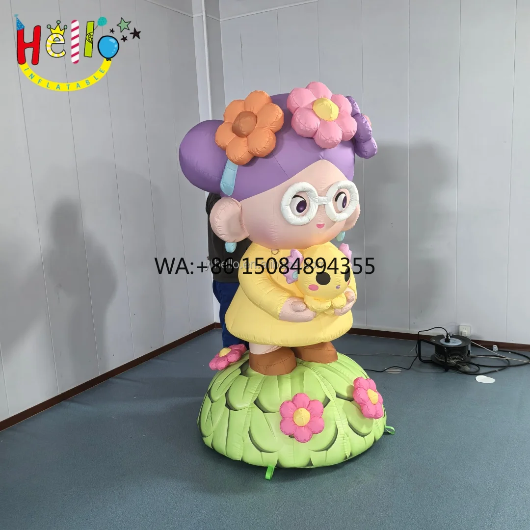 Cute Beautiful Advertising  Built-in Fan Inflatable Cartoon Girl