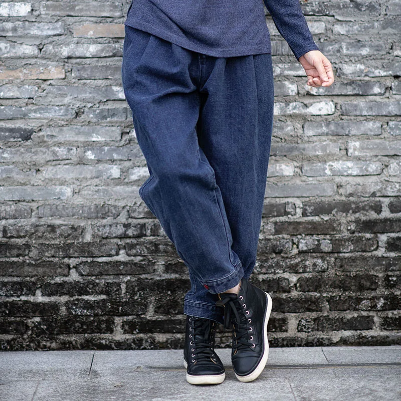 

Loose Cotton Linen Women's Jeans Trousers Harlan Carrot Leggings Thi Denim l Waist Deep Color Winter Faion