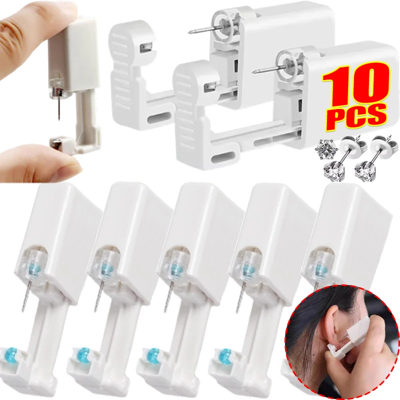 10pcs 2Style Ear Piercing Gun Disposable Disinfect Safety Earring Piercer Kit Studs Nose Ring Piercing Machine Body Jewelry Tool