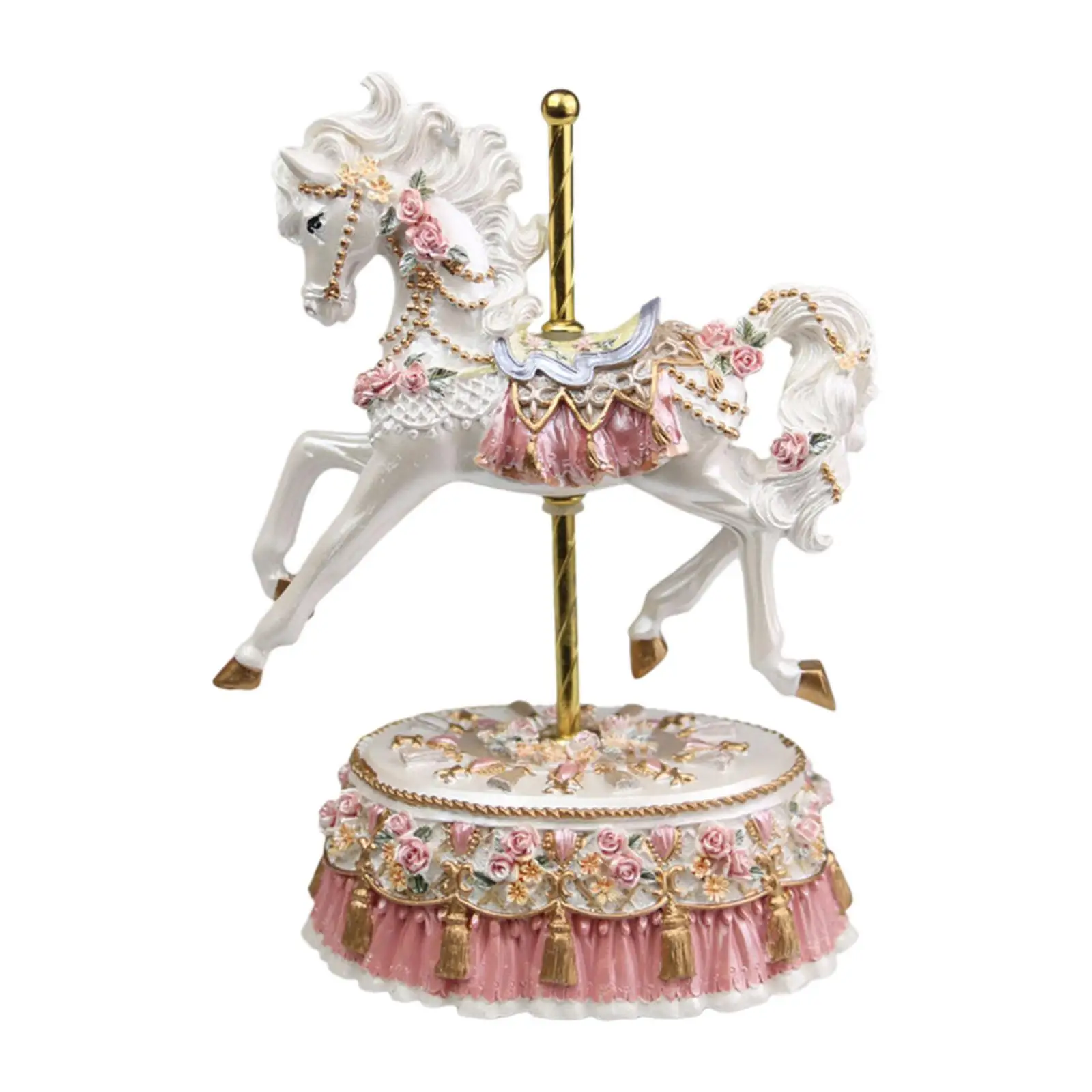 Carousel Horse Statue Art Crafts Music Box for Table Office Living Room