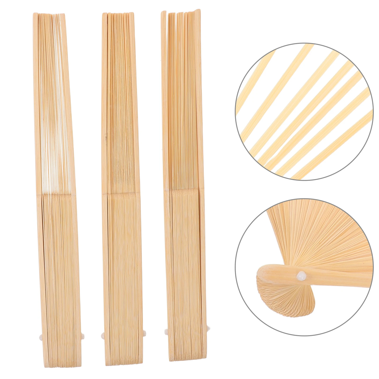 

3Pcs Bamboo Folding Fan Frame Japanese Style DIY Craft Kit Durable Handheld Fans Accessories Fan Making Parts Beige